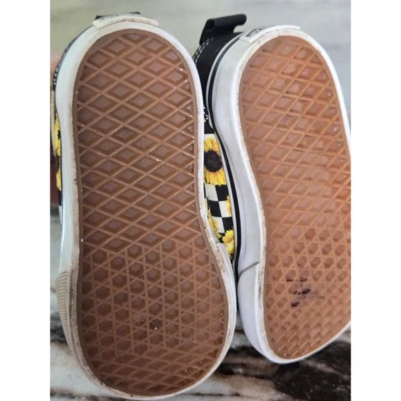 Vans Old Skool V Toddler Sunflower Checkerboard Black Sneakers Size 7.0 US - Picture 5 of 11